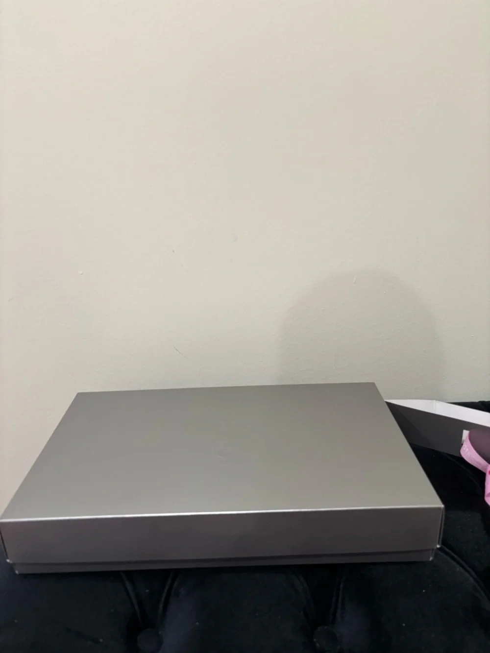 Nordstrom Silver Box with Pink Polka-Dot Ribbon